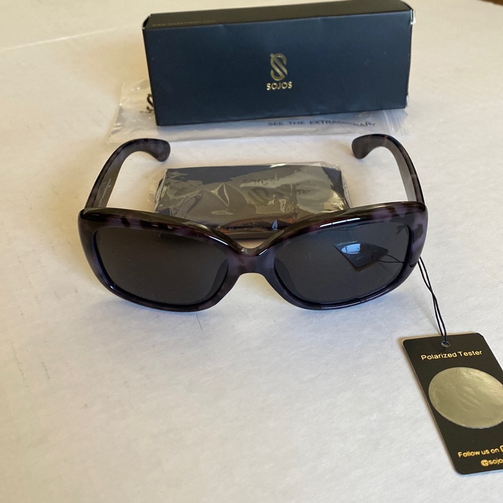 SOJOS Womens Vintage Square Sunglasses Polarized UV Protection Havana Frame NWT